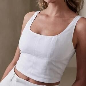 BANANA REPUBLIC Factory White Linen-Blend Cropped Bustier Womens 8 Fairy